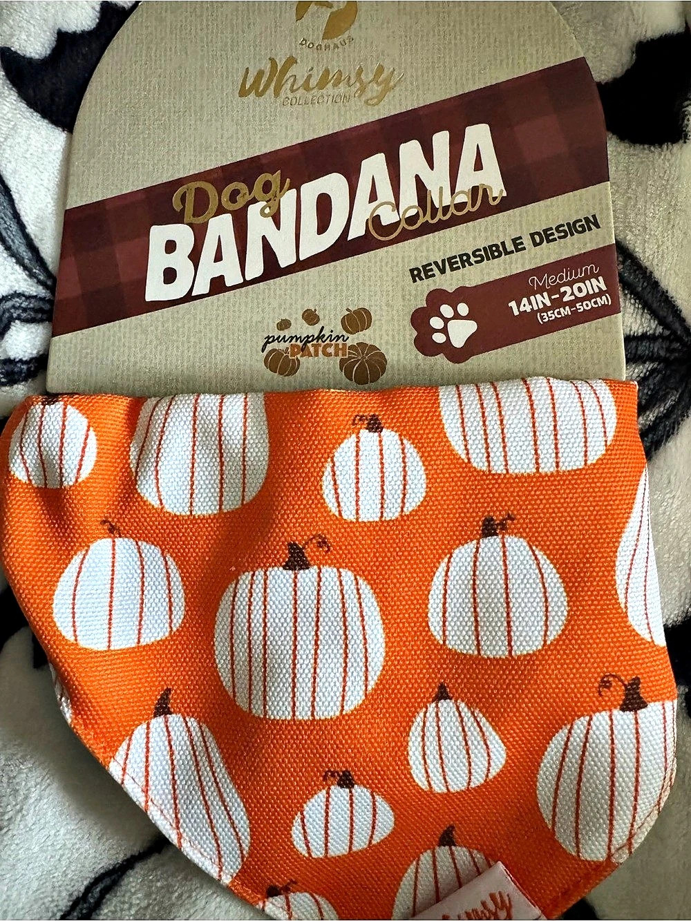 Whimsy Dog Bandana Collar Pumpkin Patch Orange & White Medium NWT